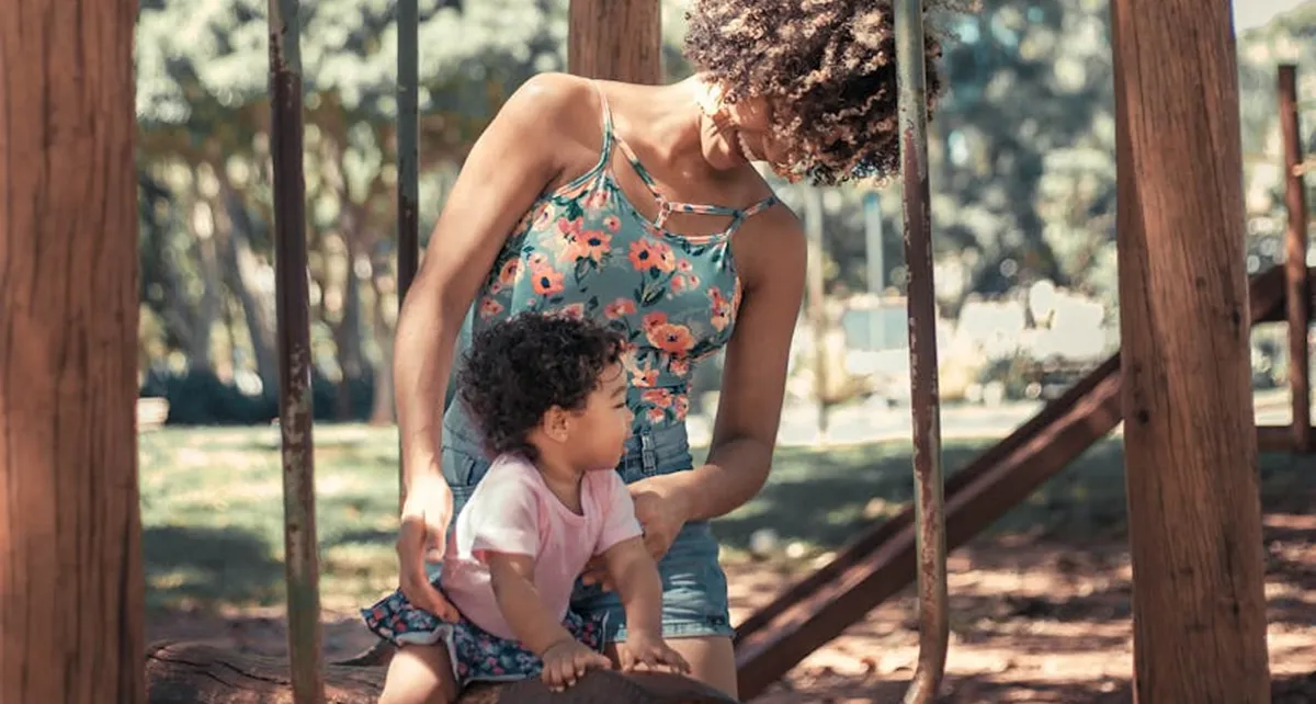 Mother playing with child
